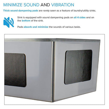 Transolid EWS-2422S Lavabo et support de lavage en acier inoxydable pour buanderie - 61 cm L x 56 cm P x 89 cm H - 61 cm x 56 cm