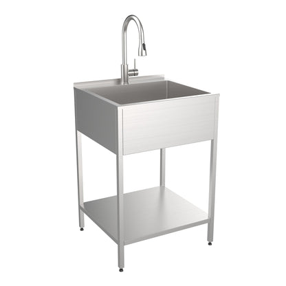 Transolid EWS-2422S Lavabo et support de lavage en acier inoxydable pour buanderie - 61 cm L x 56 cm P x 89 cm H - 61 cm x 56 cm