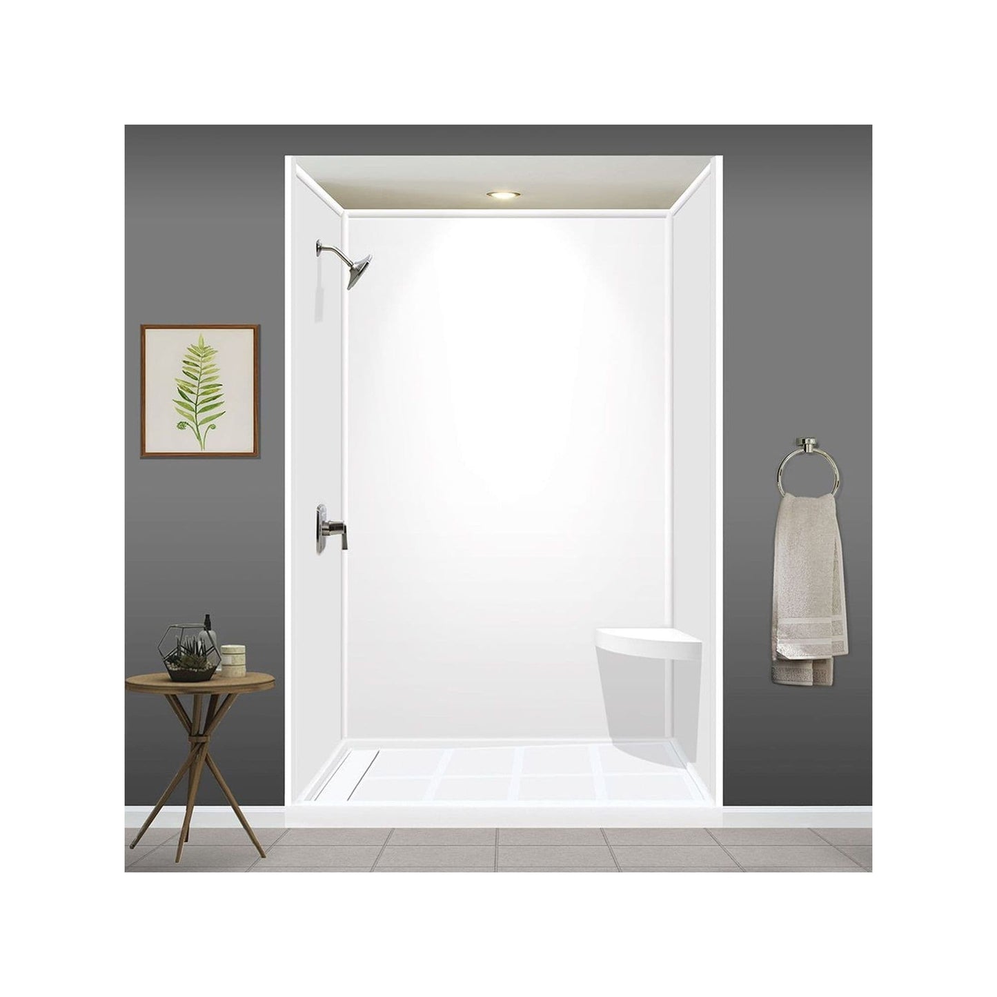 Transolid Studio, siège de douche d'angle mural en surface solide, 35,5 x 35,5 cm - 36,8 x 36,2 x 7,6 cm