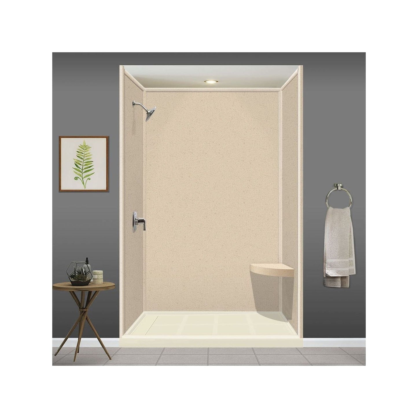 Transolid Studio, siège de douche d'angle mural en surface solide, 35,5 x 35,5 cm - 36,8 x 36,2 x 7,6 cm
