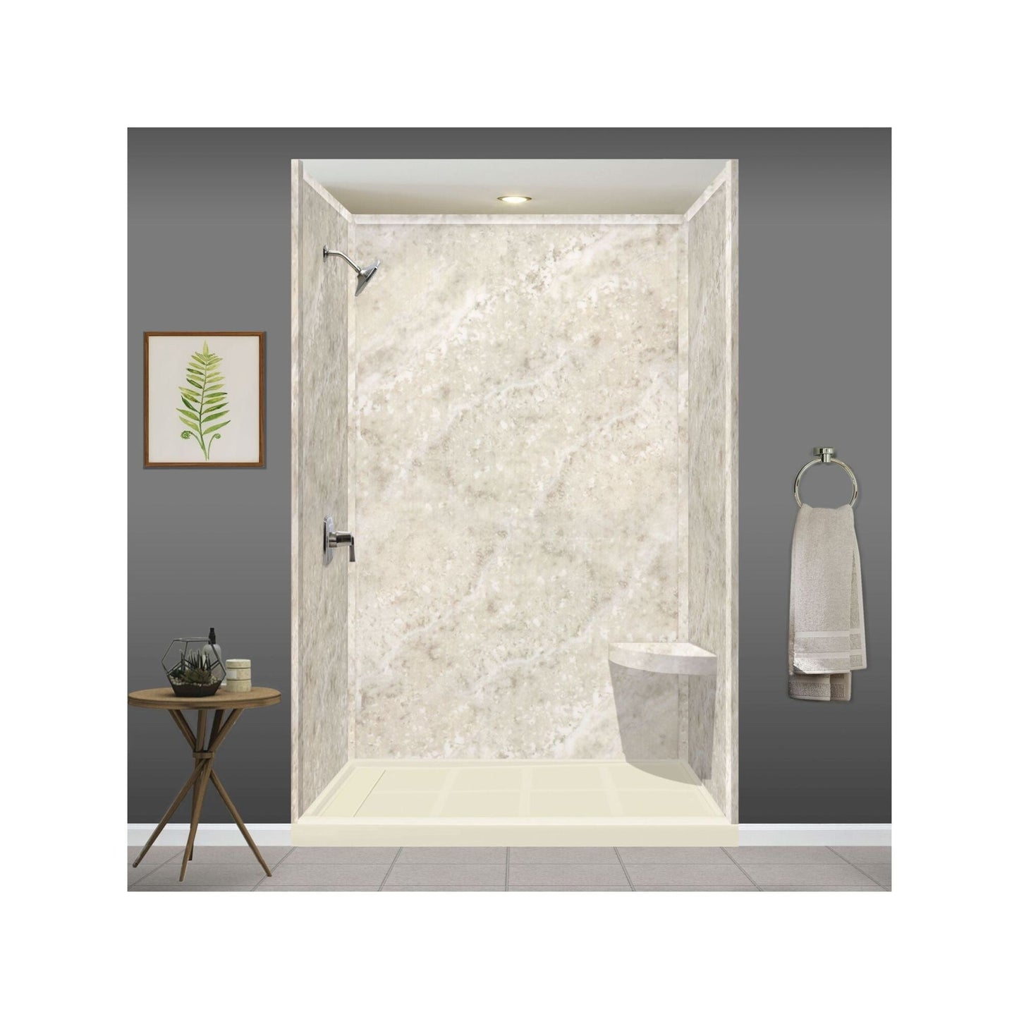 Transolid Studio, siège de douche d'angle mural en surface solide, 35,5 x 35,5 cm - 36,8 x 36,2 x 7,6 cm