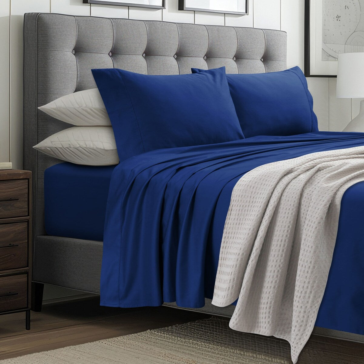 Jeu de draps en coton égyptien 1000 fils avec profonde poche pour lit extra large de Tribeca Living