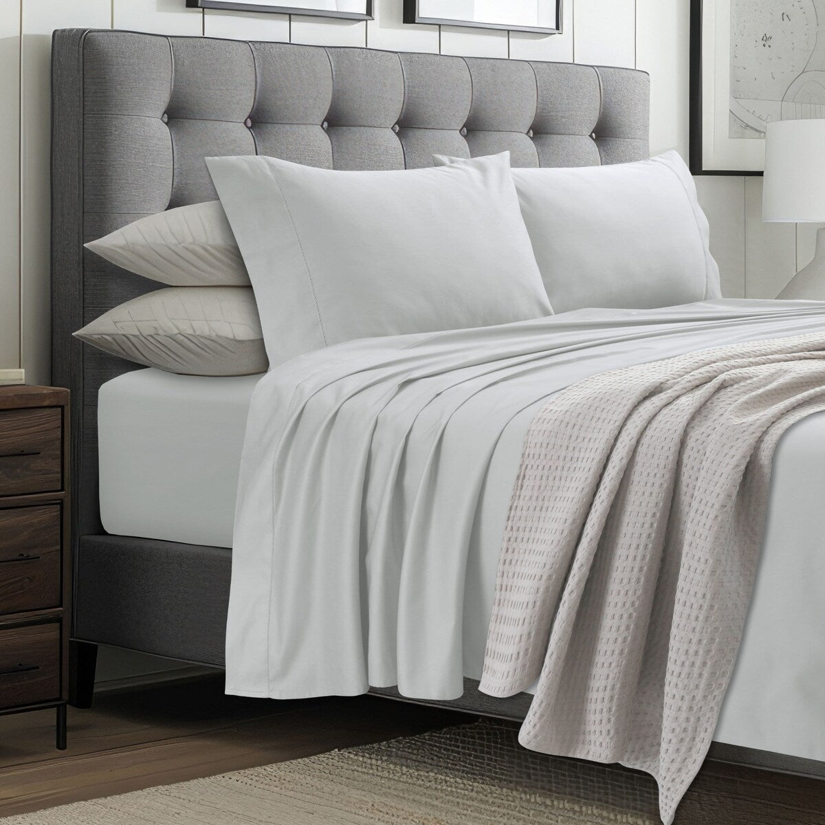 Jeu de draps en coton égyptien 1000 fils avec profonde poche pour lit extra large de Tribeca Living