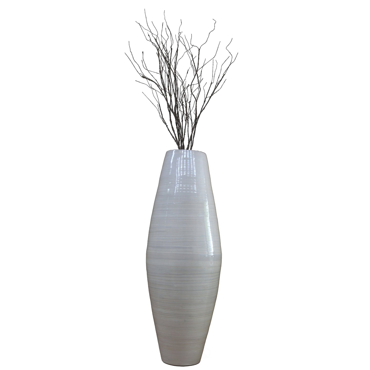 Uniquewise Tall Cylinder Bamboo Floor Vase Decorative Accent for Hotel Lobbies and Spa, Perfect Decor for Living Room or Hallway