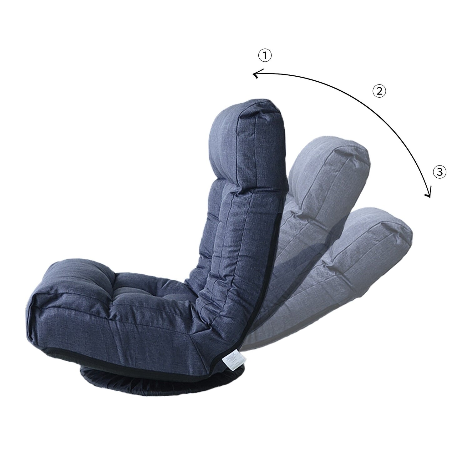 Ensemble de fauteuil inclinable sans accoudoirs, recouvert de tissu, avec repose-pieds et repose-tête réglable.