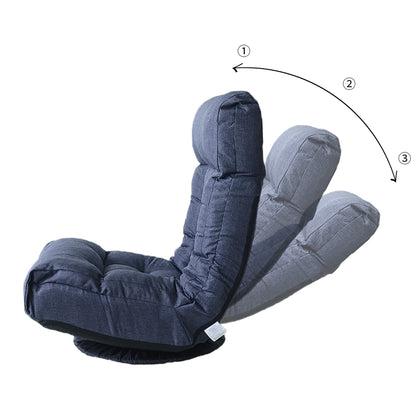 Ensemble de fauteuil inclinable sans accoudoirs, recouvert de tissu, avec repose-pieds et repose-tête réglable.