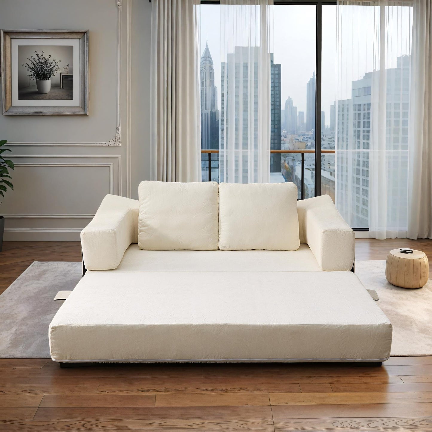 Canapé-lit convertible rembourré de 70,87 pouces, chaise convertible, canapé de sol confortable pour salon, chambre à coucher, tissu chenille.