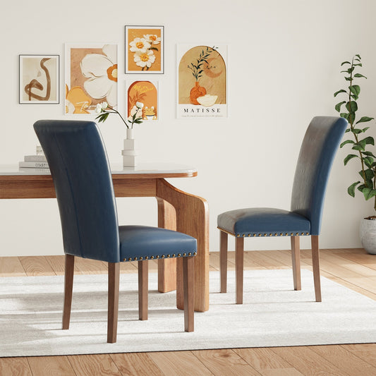 Ensemble de chaises de salle à manger Parsons rembourrées, lot de 2/4/6, chaise de salle à manger/cuisine en tissu avec garniture à clous et pieds en bois.