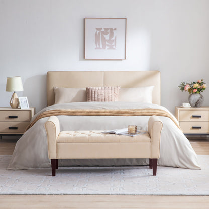 Banc de rangement capitonné, banc avec accoudoirs, banc d'entrée avec couvercle rabattable, 50,4 pouces.