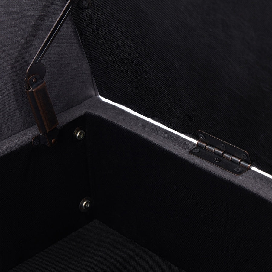 Banc de rangement capitonné, banc avec accoudoirs, banc d'entrée avec couvercle rabattable, 50,4 pouces.