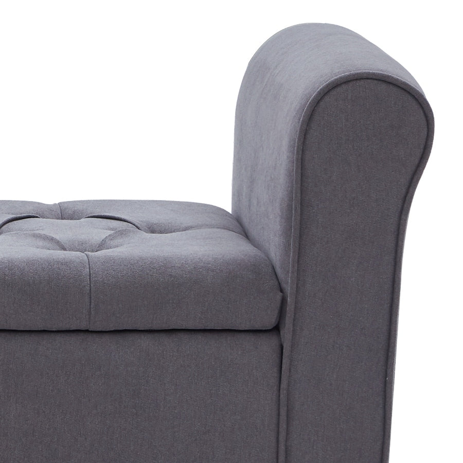 Banc de rangement capitonné, banc avec accoudoirs, banc d'entrée avec couvercle rabattable, 50,4 pouces.