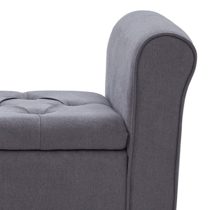 Banc de rangement capitonné, banc avec accoudoirs, banc d'entrée avec couvercle rabattable, 50,4 pouces.