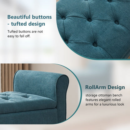 Banc de rangement capitonné, banc avec accoudoirs, banc d'entrée avec couvercle rabattable, 50,4 pouces.