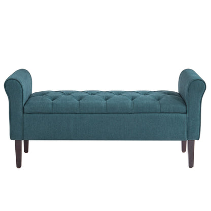 Banc de rangement capitonné, banc avec accoudoirs, banc d'entrée avec couvercle rabattable, 50,4 pouces.