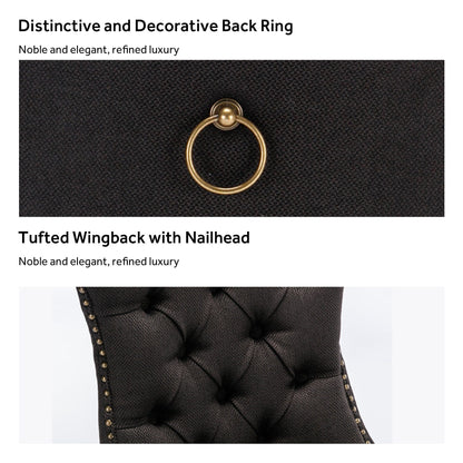 Lot de 6 chaises de salle à manger en velours capitonné avec pieds en bois massif.