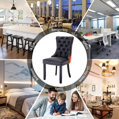 Lot de 6 chaises de salle à manger en velours capitonné avec pieds en bois massif.