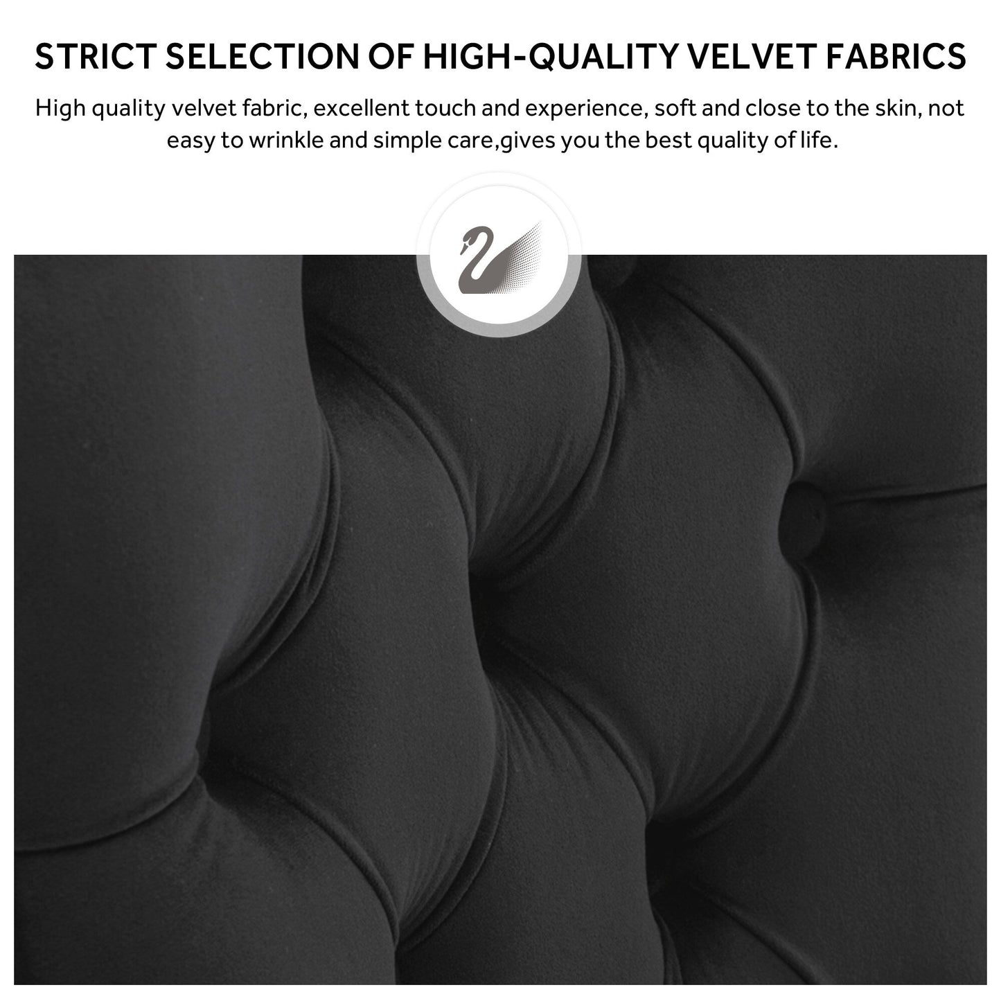 Lot de 6 chaises de salle à manger en velours capitonné avec pieds en bois massif.