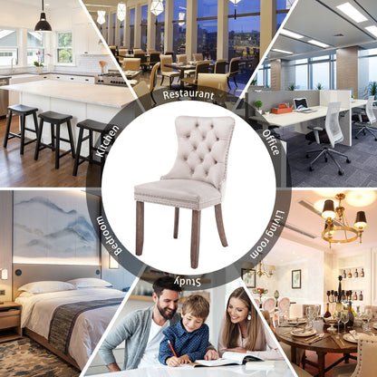 Lot de 6 chaises de salle à manger en velours capitonné avec pieds en bois massif.