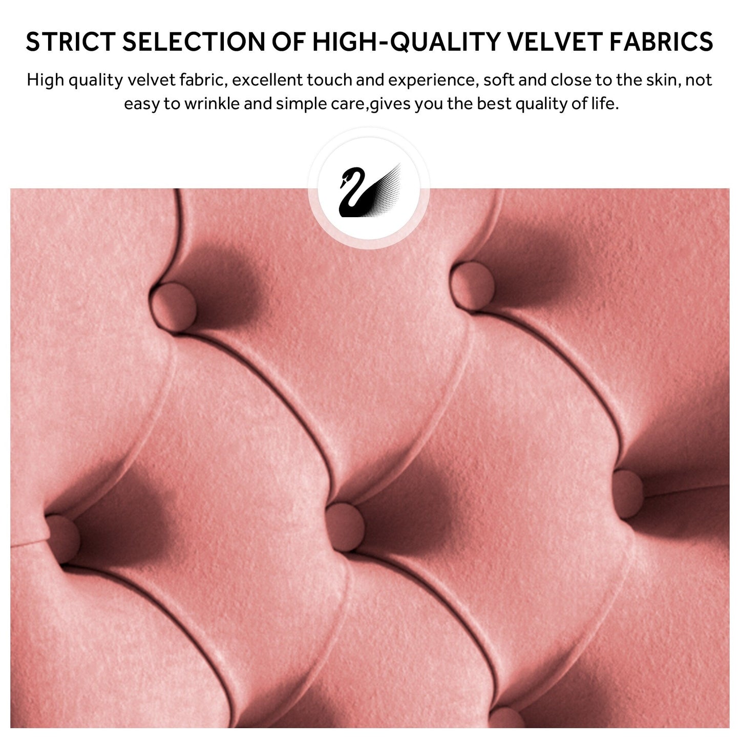 Lot de 6 chaises de salle à manger en velours capitonné avec pieds en bois massif.