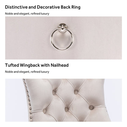 Lot de 6 chaises de salle à manger en velours capitonné avec pieds en bois massif.