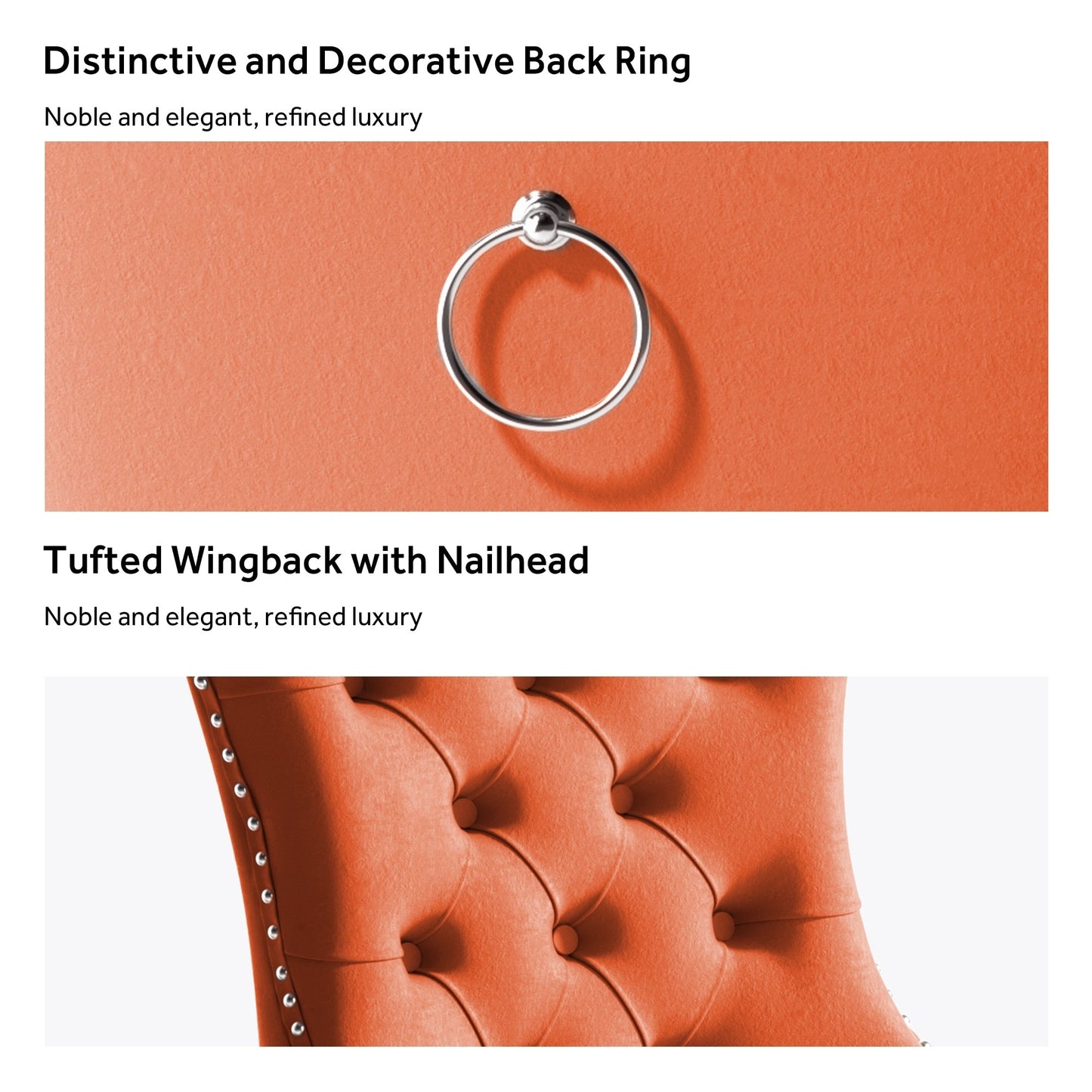 Lot de 6 chaises de salle à manger en velours capitonné avec pieds en bois massif.