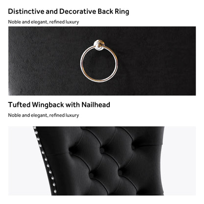 Lot de 6 chaises de salle à manger en velours capitonné avec pieds en bois massif.