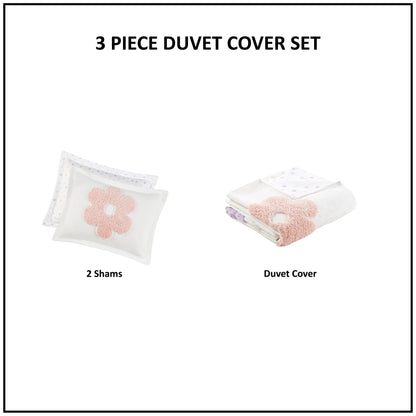 Intelligent Design Kids Madeline Floral Reversible Tufted Chenille Duvet Cover Set