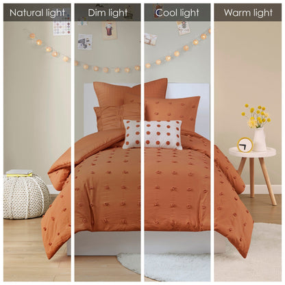 Intelligent Design Maize Cotton Jacquard Duvet Cover Set with Euro Shams and Throw Pillows