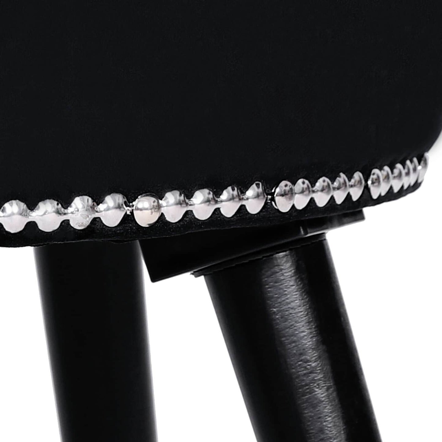 VEIKOUS Makeup Vanity Stool Chair with Low Back and Wood Legs-17.3 x 15.7 x 25.1