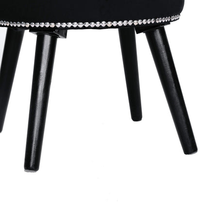 VEIKOUS Makeup Vanity Stool Chair with Low Back and Wood Legs-17.3 x 15.7 x 25.1