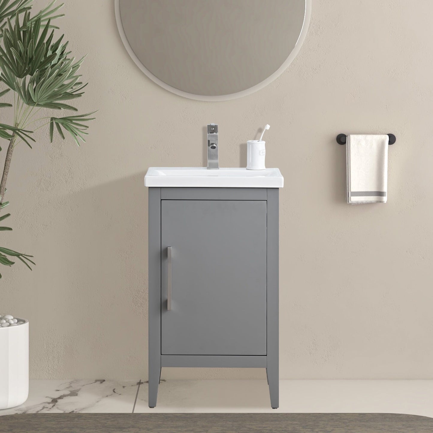 Meuble-lavabo de salle de bain Vanity Art avec lavabo simple, plateau en céramique, disponible en 20, 24 ou 30 pouces.