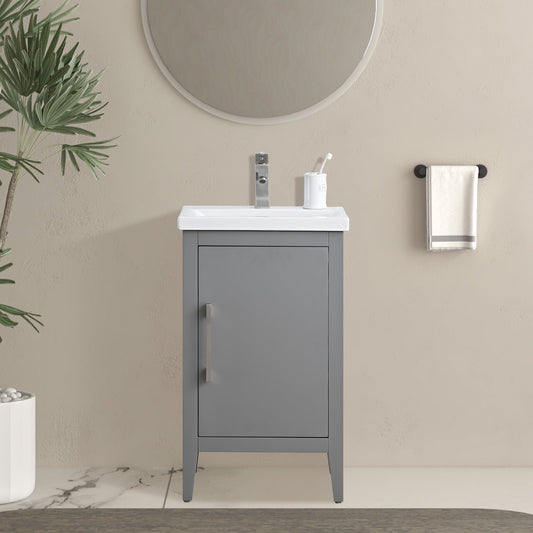 Meuble-lavabo de salle de bain Vanity Art avec lavabo simple, plateau en céramique, disponible en 20, 24 ou 30 pouces.