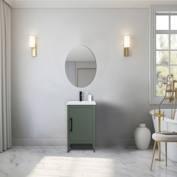 Meuble-lavabo de salle de bain Vanity Art avec lavabo simple, plateau en céramique, disponible en 20, 24 ou 30 pouces.