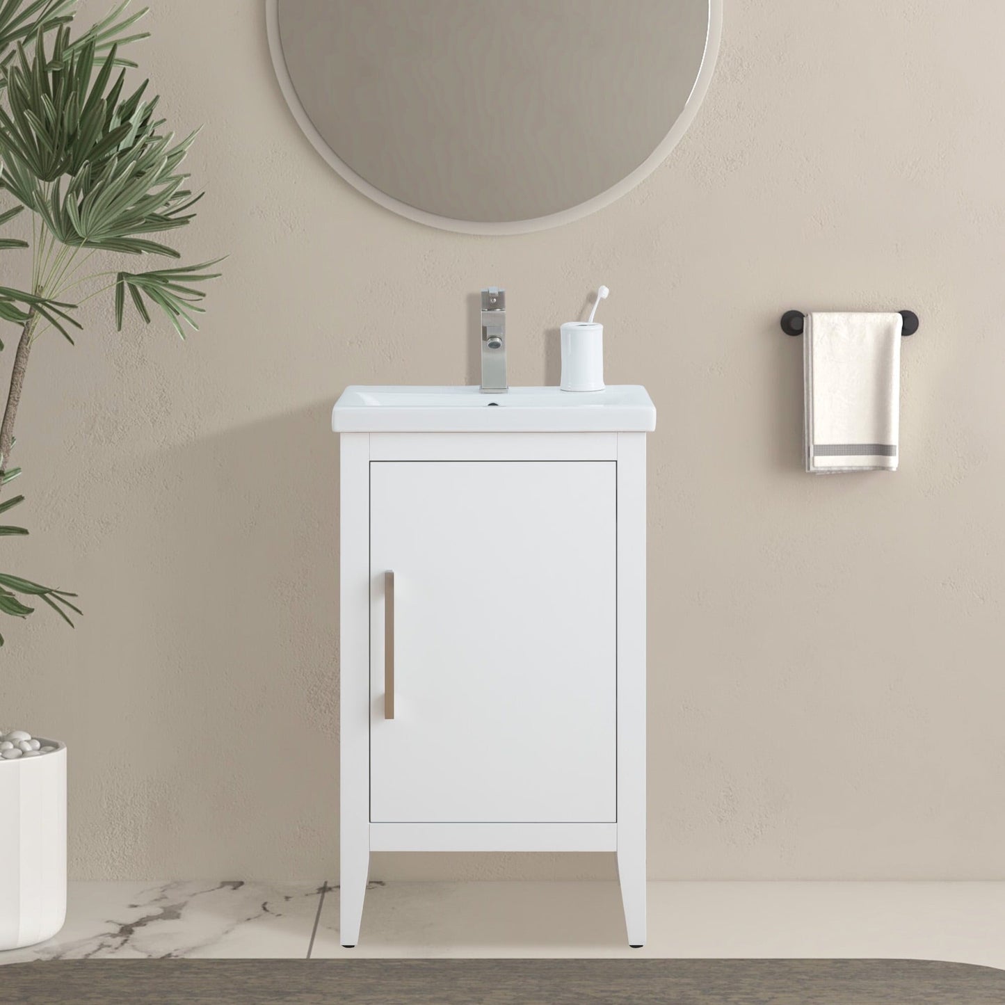 Meuble-lavabo de salle de bain Vanity Art avec lavabo simple, plateau en céramique, disponible en 20, 24 ou 30 pouces.