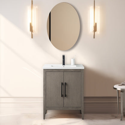 Meuble-lavabo de salle de bain Vanity Art avec lavabo simple, plateau en céramique, disponible en 20, 24 ou 30 pouces.