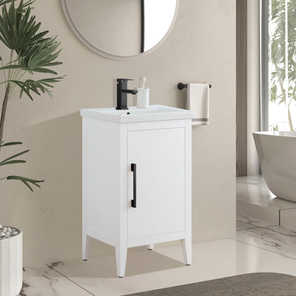 Meuble-lavabo de salle de bain Vanity Art avec lavabo simple, plateau en céramique, disponible en 20, 24 ou 30 pouces.
