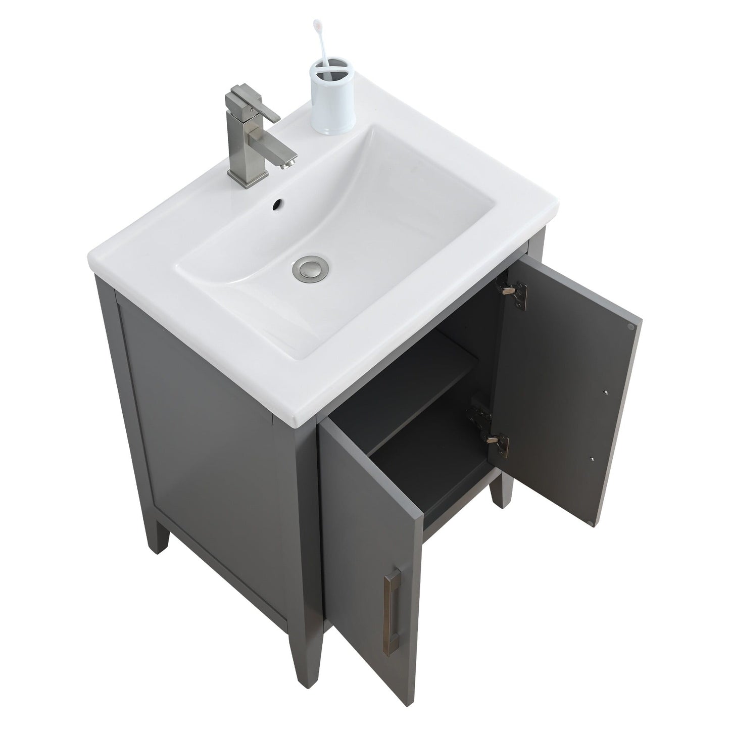 Meuble-lavabo de salle de bain Vanity Art avec lavabo simple, plateau en céramique, disponible en 20, 24 ou 30 pouces.