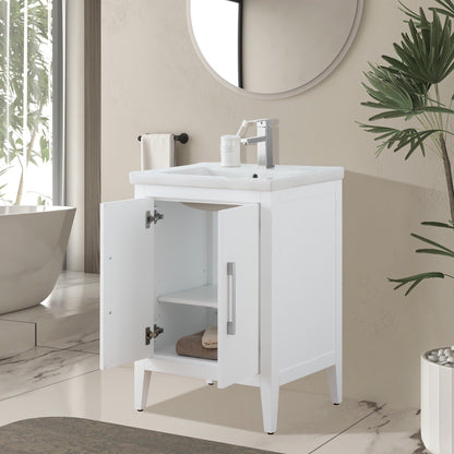 Meuble-lavabo de salle de bain Vanity Art avec lavabo simple, plateau en céramique, disponible en 20, 24 ou 30 pouces.