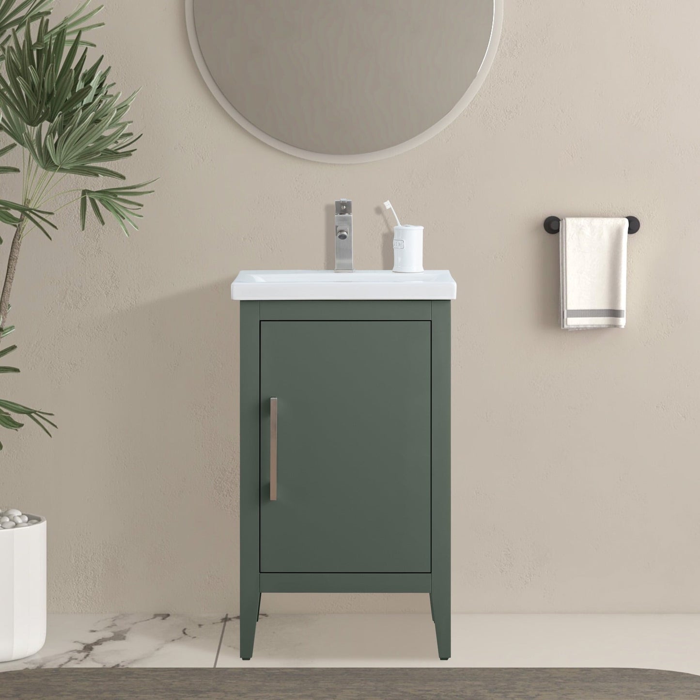 Meuble-lavabo de salle de bain Vanity Art avec lavabo simple, plateau en céramique, disponible en 20, 24 ou 30 pouces.