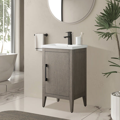 Meuble-lavabo de salle de bain Vanity Art avec lavabo simple, plateau en céramique, disponible en 20, 24 ou 30 pouces.