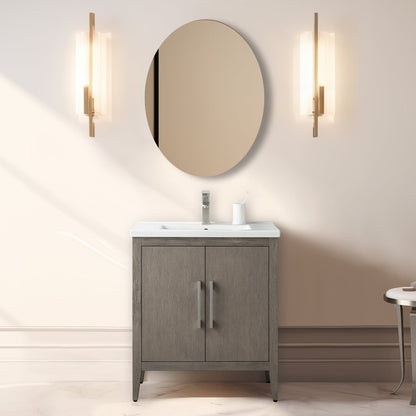 Meuble-lavabo de salle de bain Vanity Art avec lavabo simple, plateau en céramique, disponible en 20, 24 ou 30 pouces.