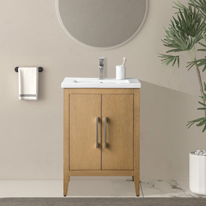 Meuble-lavabo de salle de bain Vanity Art avec lavabo simple, plateau en céramique, disponible en 20, 24 ou 30 pouces.
