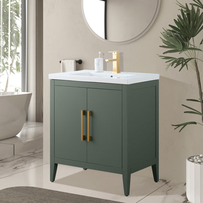 Meuble-lavabo de salle de bain Vanity Art avec lavabo simple, plateau en céramique, disponible en 20, 24 ou 30 pouces.