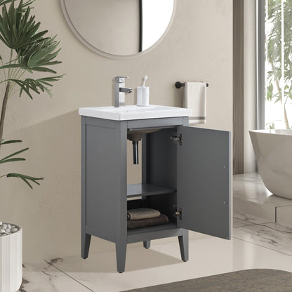 Meuble-lavabo de salle de bain Vanity Art avec lavabo simple, plateau en céramique, disponible en 20, 24 ou 30 pouces.