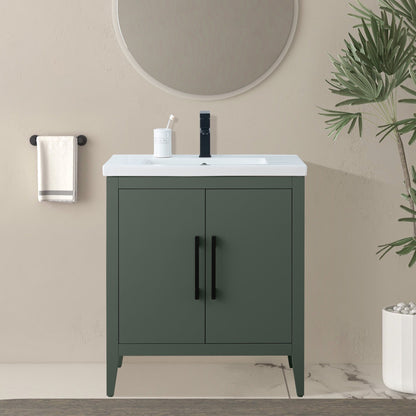 Meuble-lavabo de salle de bain Vanity Art avec lavabo simple, plateau en céramique, disponible en 20, 24 ou 30 pouces.