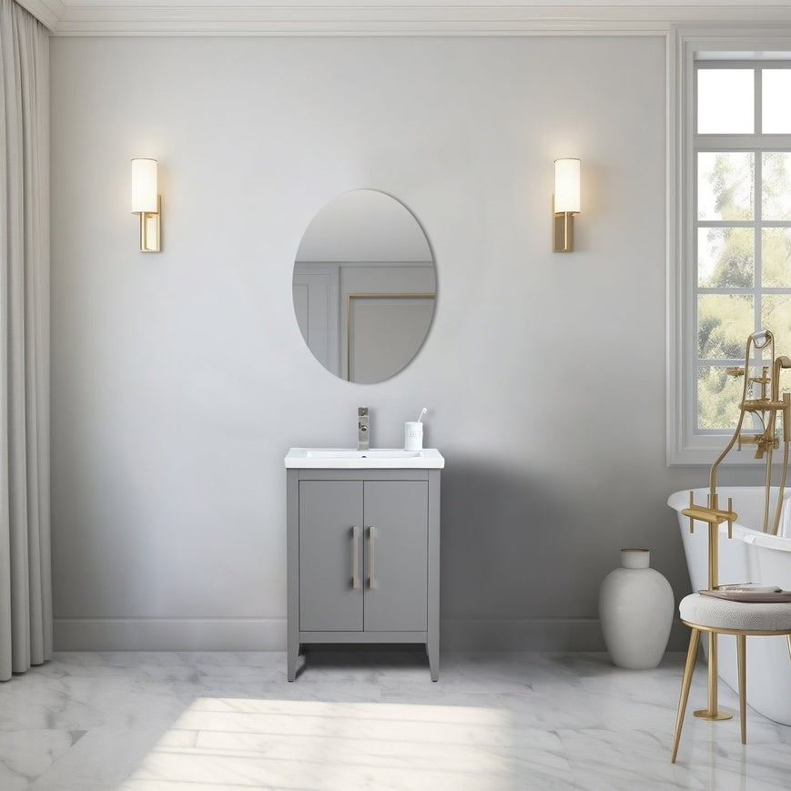 Meuble-lavabo de salle de bain Vanity Art avec lavabo simple, plateau en céramique, disponible en 20, 24 ou 30 pouces.