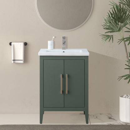 Meuble-lavabo de salle de bain Vanity Art avec lavabo simple, plateau en céramique, disponible en 20, 24 ou 30 pouces.