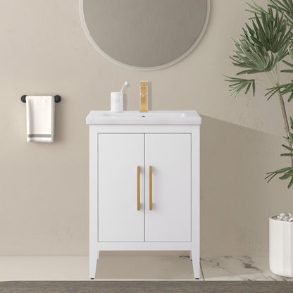 Meuble-lavabo de salle de bain Vanity Art avec lavabo simple, plateau en céramique, disponible en 20, 24 ou 30 pouces.