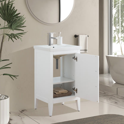 Meuble-lavabo de salle de bain Vanity Art avec lavabo simple, plateau en céramique, disponible en 20, 24 ou 30 pouces.