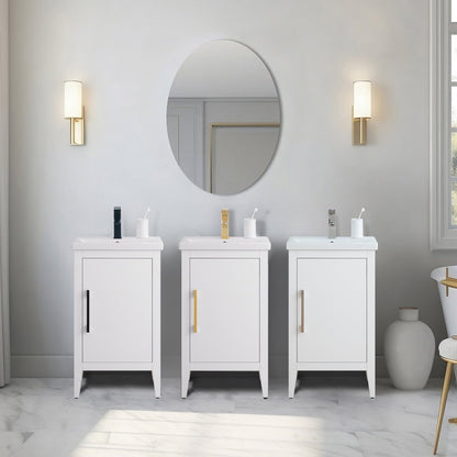Meuble-lavabo de salle de bain Vanity Art avec lavabo simple, plateau en céramique, disponible en 20, 24 ou 30 pouces.